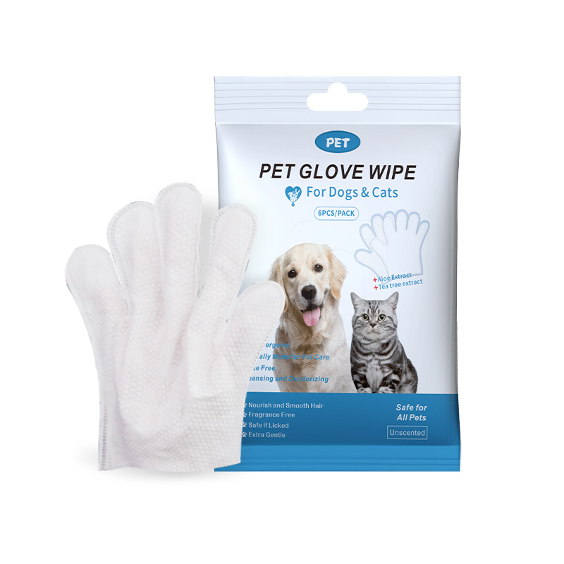 ทำความสะอาด Fur Deodorizing ถุงมือสัตว์เลี้ยงเปียก